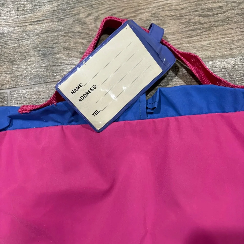 Vtg Neon Colorblock Garment Bag Pink Teal Blue 90s Travel Storage Pouch 29x19